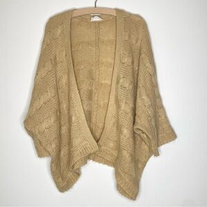 ANDREE brown crochet cable knit open cardigan